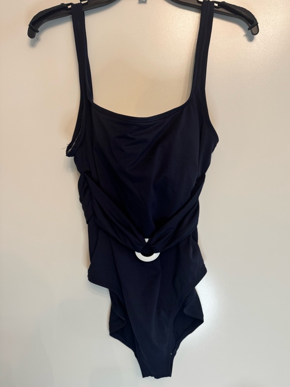 Anne Cole Blue One Piece Swimsuit Size 12 Tummy Control Ruched Ring Detail